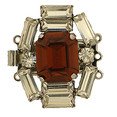 Historical German Rhinestone Clasp with 3 rows and springtongue mechanism; colour of stone in the middle: smoked topaz 13231-03-06-00-a22