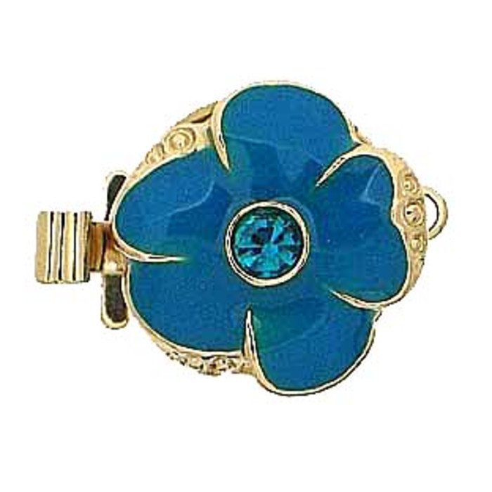 1 row clasp with spring tongue mechanism;  Colour of the middlestone:blue zircon Colour of enamel:ocean