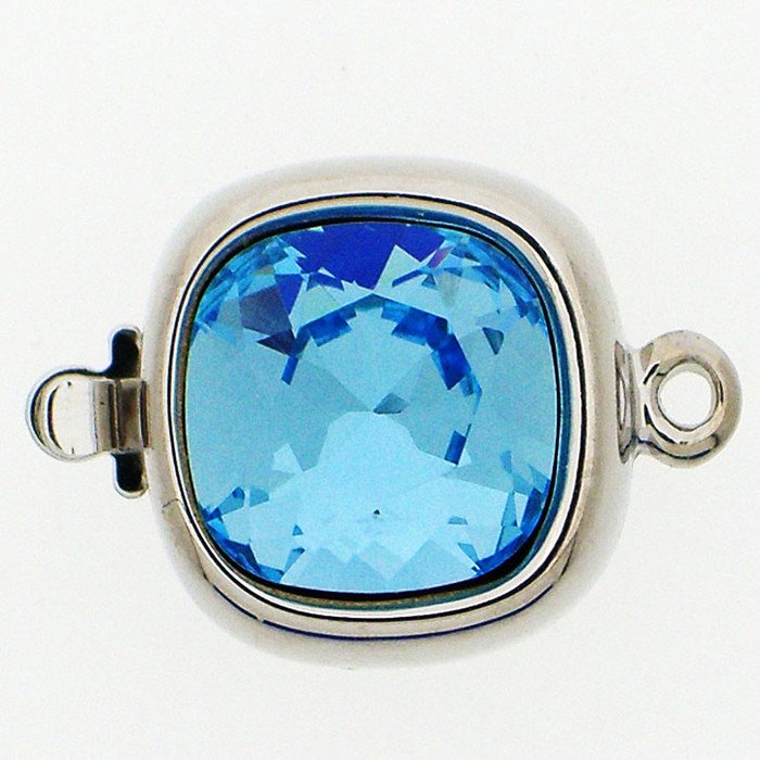 Clasp with spring tongue mechanism; Colour of the stone: Aquamarine