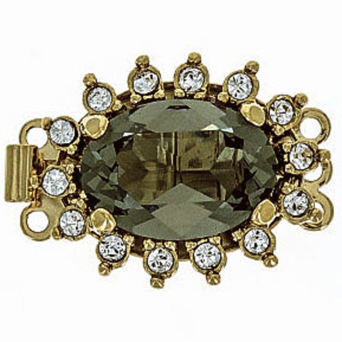 Clasp with spring tongue mechanism; Colour of the stone in the center: black diamond