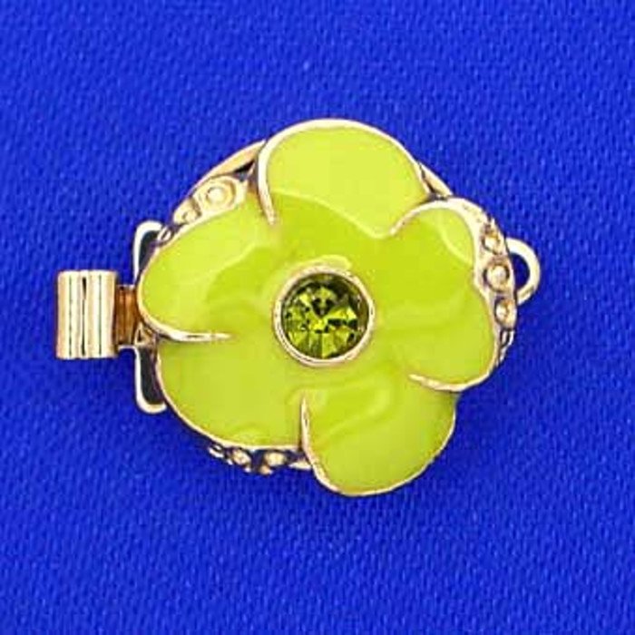 1 row clasp with spring tongue mechanism;  Colour of the middlestone:olivine Colour of enamel:anis