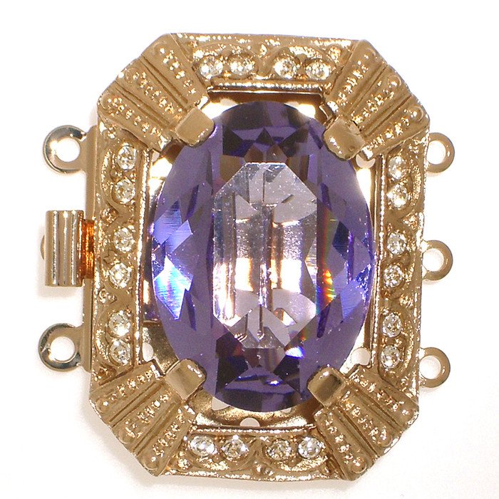 Clasp with 3 rows and spring tongue mechanism; Crystal colour tansanite 539