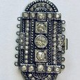 box clasp for 7 strands with spring mechanism in classic art deco design ornamented with many crystals 14703-07-25-00-001