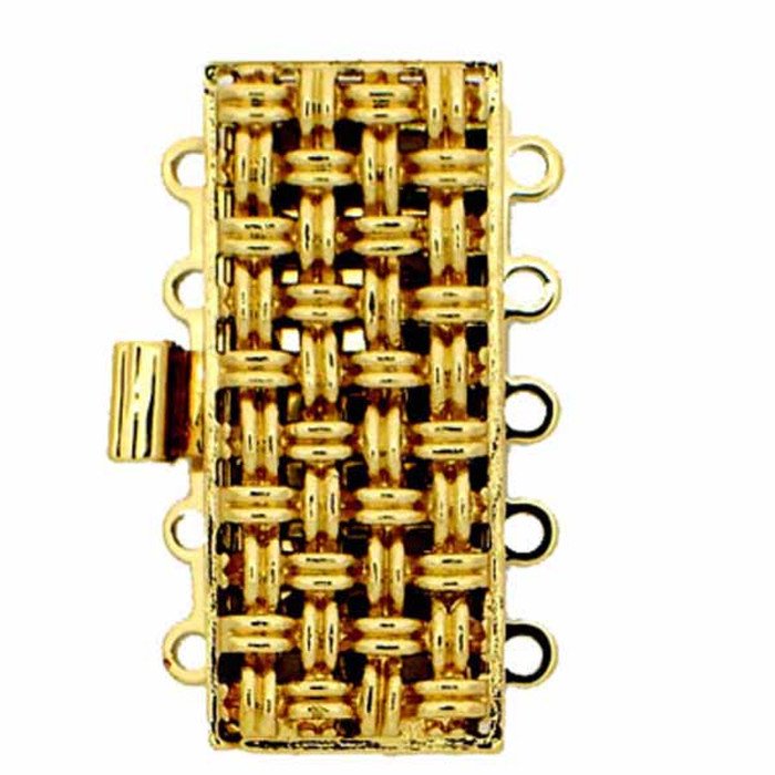 metal clasp 5 rows with structured surface basket pattern